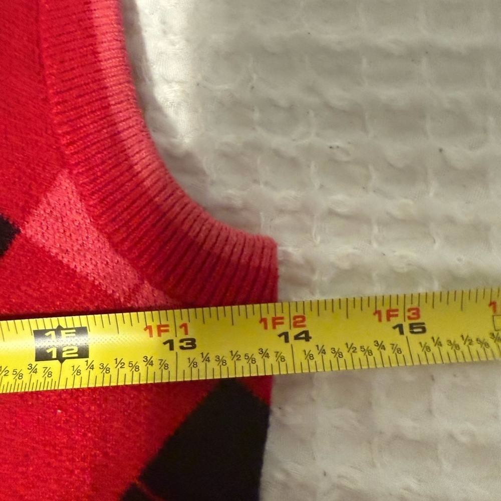 ZARA DIAMOND PATTERN KNIT DRESS S Red/Black - Picture 8 of 9